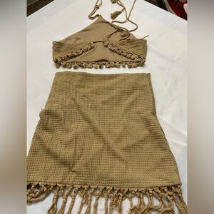 Fashion Nova Tan Skirt Set